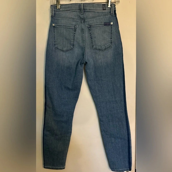7 for all mankind women's high waist ankle skinny jean with stripe and stretch - Picture 4 of 6